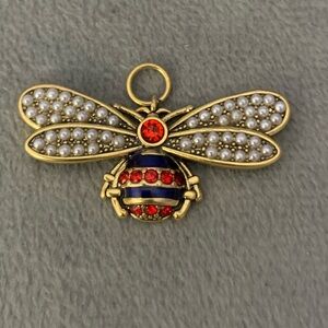 Elegant Upcycled Gold and Red Bee Pendant